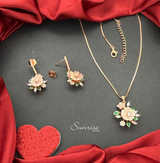 MOP FLORAL NECKLACE SET