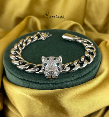 CZ PANTHER SILVER BRACELET