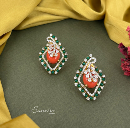 CORAL CZ PENDANT SET