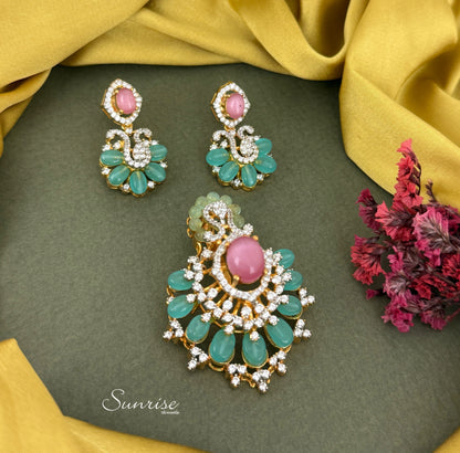 SEA GREEN VICTORIAN PENDANT SET