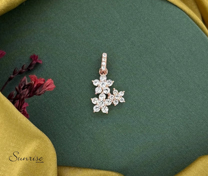 CZ ROSE GOLD FLORAL PENDANT SET