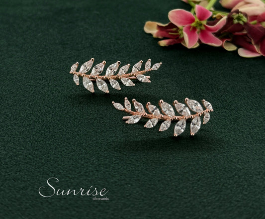 LEAVES ROSE GOLD EARCLIPS