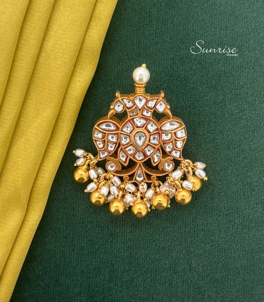 GANDABERUNDA WHITE KUNDAN PENDANT