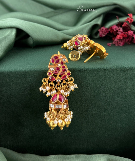 PEACOCK KUNDAN JHUMKA