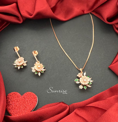 MOP FLORAL NECKLACE SET