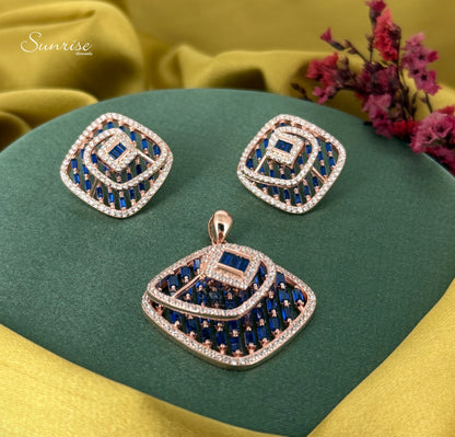 FANCY BLUE STONE PENDANT SET