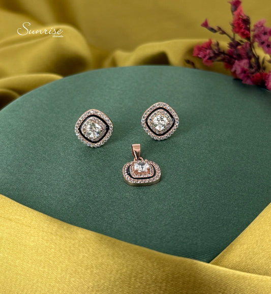 TRENDY ROSE GOLD PENDANT SET