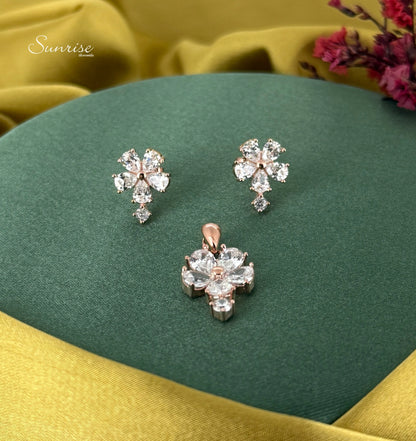 CZ FLORAL PENDANT SET