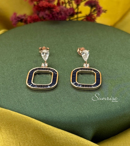 CZ BLUE-WHITE ROSEGOLD PENDANT SET