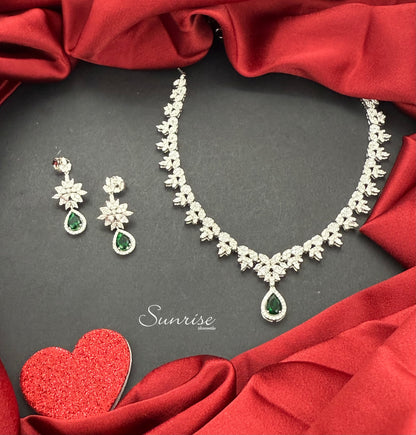 CZ SILVER NECKLACE SET