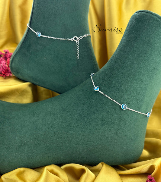 EVIL EYE SILVER ANKLETS