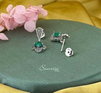 MARCASITE GREEN PENDANT SET