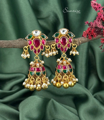 MULTICOLORED KUNDAN JHUMKA
