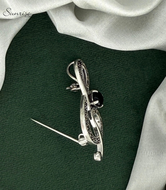 TREBLE CLEF  MARCASITE BROOCH