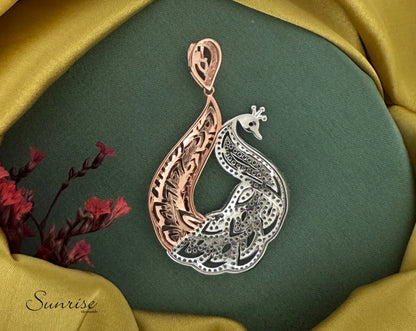TWO TONE PEACOCK PENDANT SET