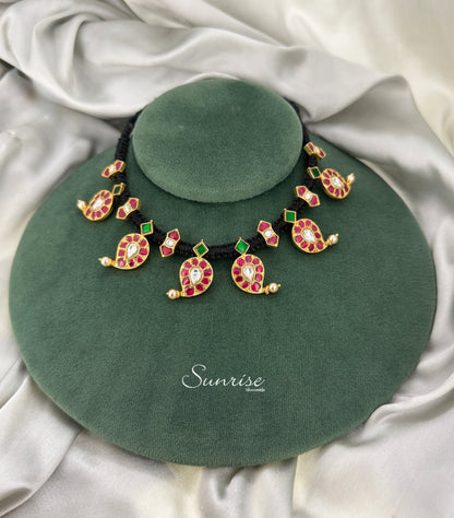 KUNDAN MANGO BLACK THREAD NECKLACE