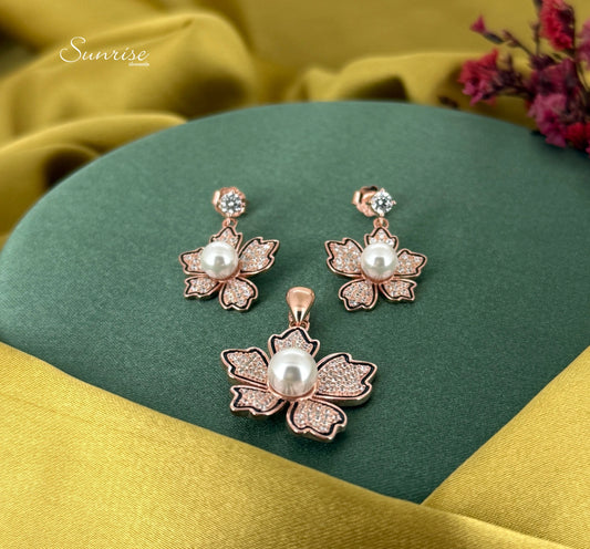 PEARL ROSE GOLD PENDANT SET