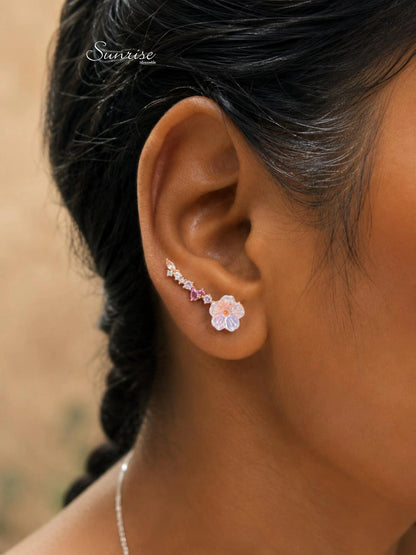 MOP FLORAL  ROSE GOLD EARCLIPS