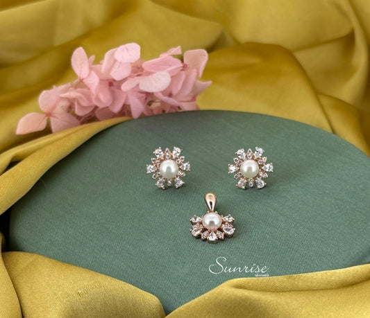 PERAL ROSE GOLD PENDANT SET