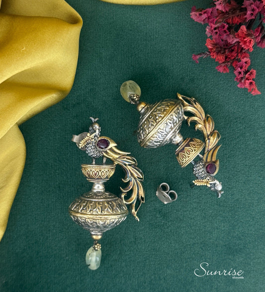 TWOTONE PEACOCK EARRINGS