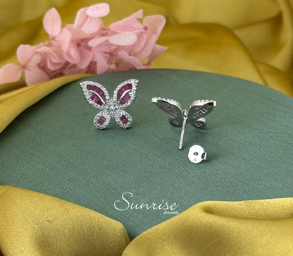 CZ PINK BUTTERFLY PENDANT SET