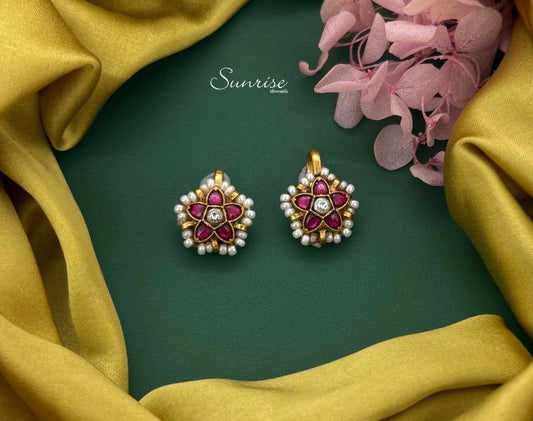 RED FLORAL KUNDAN BUGADI