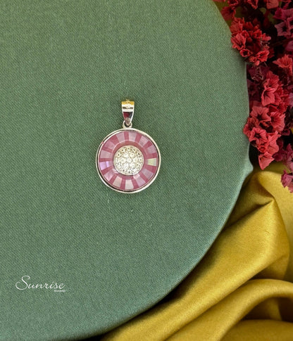 PINK ENAMEL PENDANT SET
