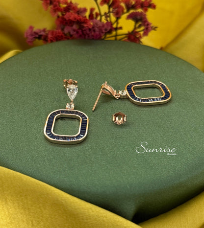 CZ BLUE-WHITE ROSEGOLD PENDANT SET