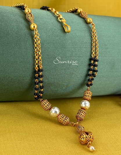 TWO LAYER BLACK BEADS CHAIN