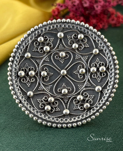 FLORAL OXIDISED RING