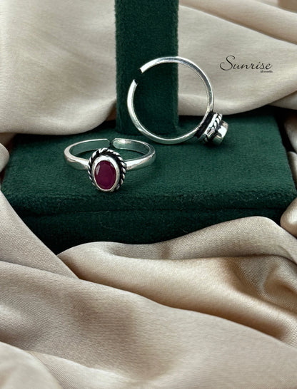 PINK CUT STONE TOE RINGS