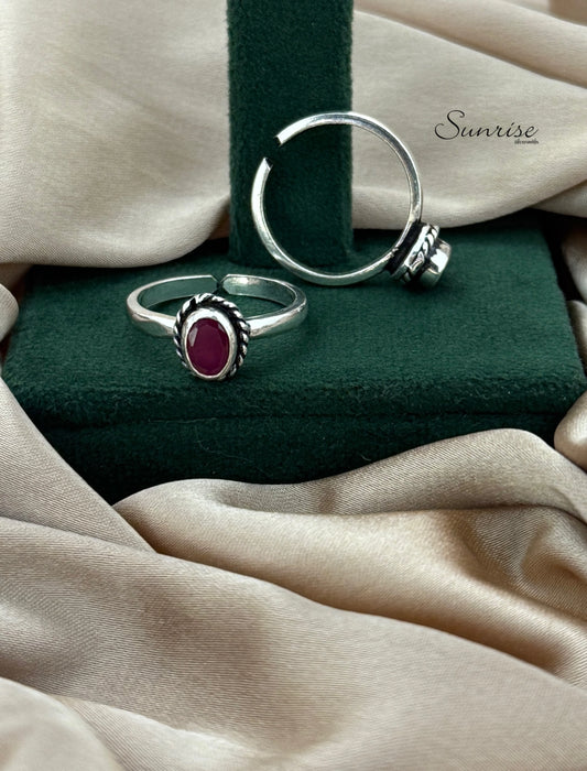PINK CUT STONE TOE RINGS