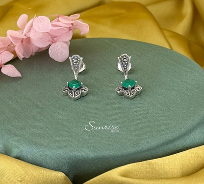 MARCASITE GREEN PENDANT SET