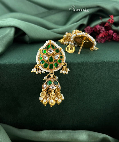 GREEN KUNDAN JHUMKA