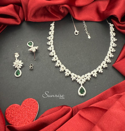 CZ SILVER NECKLACE SET