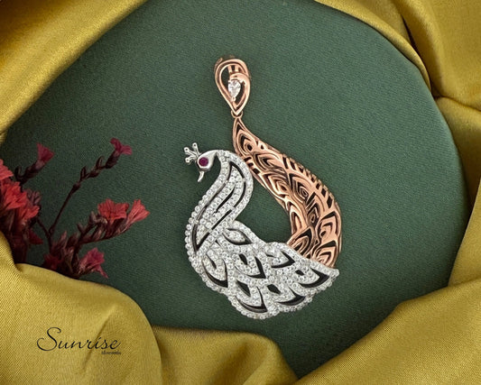 TWO TONE PEACOCK PENDANT SET