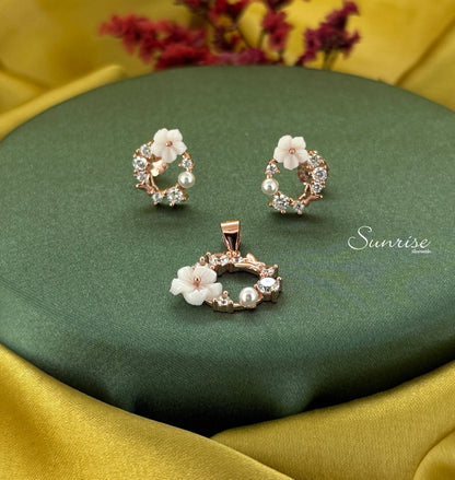 MOP FLORAL PENDANT SET