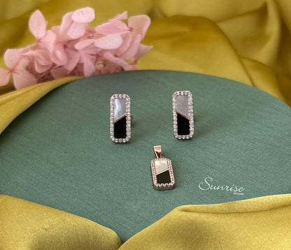 ENAMEL ROSE GOLD PENDANT SET