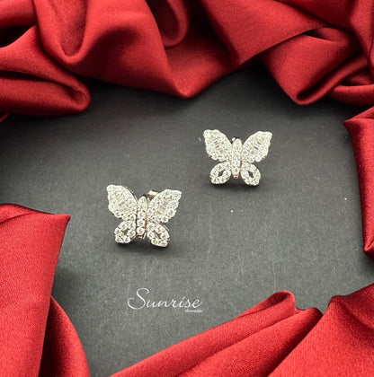 CZ BUTTERFLY SILVER  STUDS