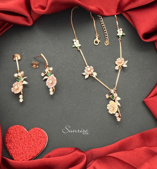 ROSE GOLD MOP NECKLACE SET