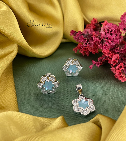 CZ FLORAL PENDANT SET