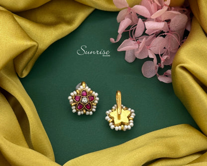 RED FLORAL KUNDAN BUGADI