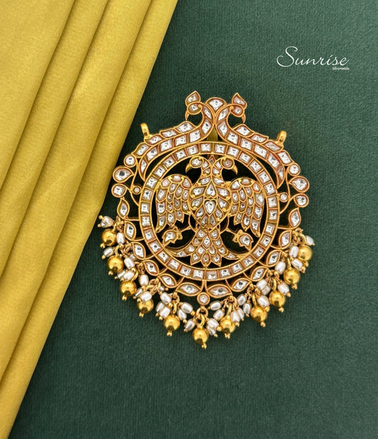 GANDABERUNDA WHITE KUNDAN PENDANT