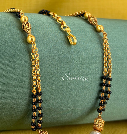 TWO LAYER BLACK BEADS CHAIN