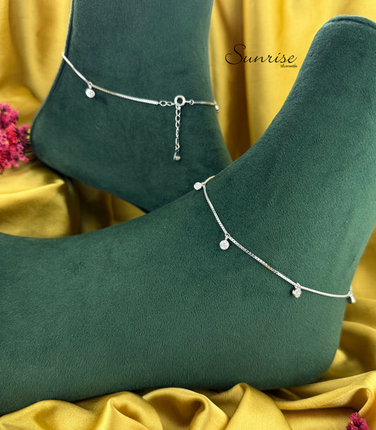 SILVER CZ DROPS ANKLETS