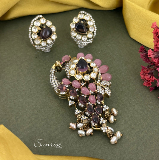 PEACOCK VICTORIAN PENDANT SET