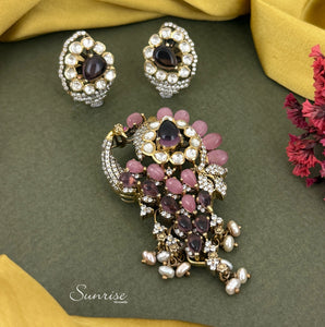 PEACOCK VICTORIAN PENDANT SET