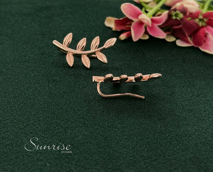 ROSE GOLD  LEAF EARCLIPS