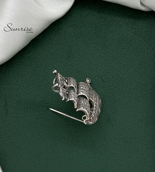 MARCASITE GALLEON BROOCH