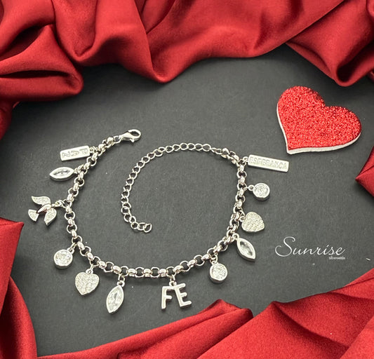 CZ SILVER CHARM BRACELET